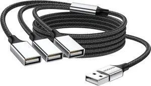 USB Splitter Y Cable 3.3FT USB Splitter Cable USB Port Expander Hub Extra Multiport USB Data/Charging Split Adapter Cord for Mac MacBook,Car,TV,Xbox One Series X/S,Flash Drive,HDD,Laptop,PC