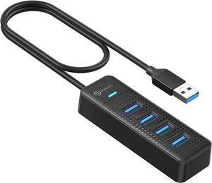 USB Hub, PHIXERO 4-Port USB 3.0 Hub Multi USB Port Expander with 1.6ft Cable, Fast Data Transfer USB Splitter for Laptop, Compatible with All USB Port Device