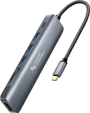 USB C Hub Multiport Adapter, CableCreation 7-in-1 USB C HDMI Hub with 4K 30Hz HDMI, 100W PD, 3 USB 3.0 5Gbps Data Ports, SD/TF Cards Reader for MacBook Pro/Air, iPad Pro, Pixelbook, XPS USB C Hub Multiport Adapter, CableCreation 7-in-1 USB C HDMI Hub with 4K 30Hz HDMI, 100W PD, 3 USB 3.0 5Gbps Data Ports, SD/TF Cards Reader for MacBook Pro/Air, iPad Pro, Pixelbook, XPS