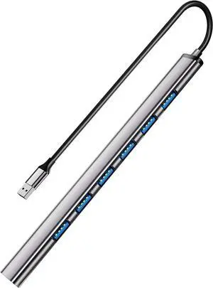 USB 3.0 hub Aluminium USB 3.0 7 Port Hub Expander Ultra Slim Portable Data Hub for MacBook Laptop PC Mac Pro Mac mini iMac Surface Pro and More