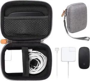 GETGEAR case for MacBook Magsafe/Magsafe 2 Charger Adapter, Magic Mouse 1, 2, Lightning Hub, Type C and USB Hub, Card Reader, All in one Carrying Solution (Tweed Gray)