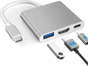 USB C to HDMI Multiport Adapter w/USB 3.0 & PD 100W Quick Charging Port -Thunderbolt 3 4K Digital AV Converter Type-C Hub for Mac MacBook Air XPS iPad Pro Galaxy S20  Dex Projector TV Monitor
