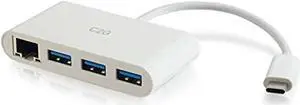 C2G USB Adapter, USB Hub, Ethernet Adapter with Power, 3 Port, White, Cables to Go 29746 C2G USB Adapter, USB Hub, Ethernet Adapter with Power, 3 Port, White, Cables to Go 29746