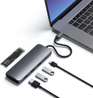 Satechi USB-C Hybrid Multiport Adapter - Fits M.2 SATA SSD, 4K HDMI 60Hz, USB-C PD, USB-A 3.1 Data Ports - for M2/ M1 MacBook Pro/Air, M2/ M1 iPad Pro/Air, M2 Mac Mini, iMac M1 (Space Gray)