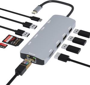 USB C Hub, Sivxnem USB C to HDMI Adapter (4K HDMI USB3.0/2.0 SD/TF 90W PD Gigabit USB-C Dongle),USB-C Docking Station Compatible with MacBook Pro/MacBook Air/iPad Pro/Surface Pro 7/Dell XPS 13 15