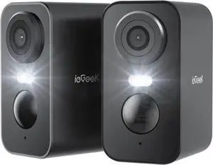 ieGeek Security Cameras Wireless Outdoor 2-Pack, 2K WiFi Surveillance Camera for Home Security, Battery Powered Security Cameras with Siren & Spotlight, AI Detection, IP65 Waterproof, Works with Alexa
