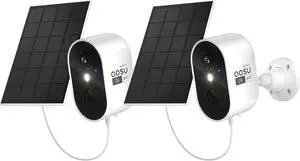 AOSU 2K Solar Security Cameras Wireless Outdoor, Solar Outdoor Camera for Home Security, WiFi Camera with Color Night Vision, PIR Human Detection, 2-Way Talk, IP66 Waterproof (2 Pack)