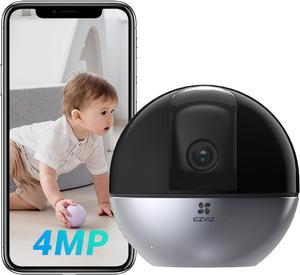 EZVIZ 4MP Indoor Camera PTZ with AI Human Detection, 2K Pan Tilt Security, Baby/Pet Monitor, Night Vision, 4X Auto-Zoom, Motion Tracking | C6W