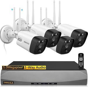 OOSSXX (5.5MP & 2-Way Audio) PIR Detection Dual Antennas Enhance WiFi Security Wireless Camera System 3K 5.0MP 1944P Indoor Video Surveillance Outdoor Wireless Security Cameras 4Cams