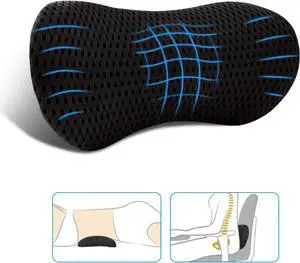 Lumbar Pillow, Memory Foam Lumbar Support Pillow for Office Chair and Car Seat, Back Support Pillow for Lower Back Pain Relief, Support Cushion Back Pillow for Sleeping, Resting, Driving, Traveling
