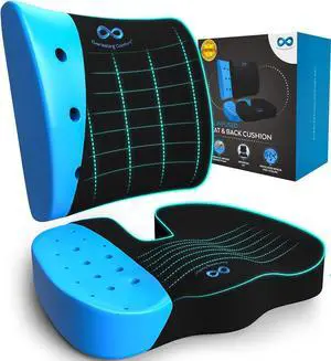 Everlasting Comfort Doctor Recommended Memory Foam Seat Cushion for Office Chairs & Car Seat - Ergonomic Office Desk Accessories for Tailbone Pain Relief, Sciatica & Lumbar Support
