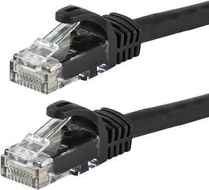 Monoprice Cat5e Ethernet Patch Cable - Snagless RJ45, Stranded, 350Mhz, UTP, 24AWG, 100 Feet, Black - Flexboot Series Monoprice Cat5e Ethernet Patch Cable - Snagless RJ45, Stranded, 350Mhz, UTP, 24AWG, 100 Feet, Black - Flexboot Series