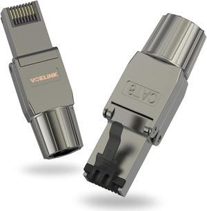 VCELINK RJ45 Connectors Tool Free Cat 8, Shielded RJ45 Modular Plugs 40 Gbps 2000MHz PoE++, Reusable Easy CAT 8 Termination for 23 AWG-22 AWG LAN Cable, 2-Pack