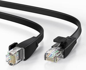 CableCreation Cat 6 Ethernet Cable 26AWG 15FT High Speed Flat Internet Cable for Outdoor & Indoor Support CAT6 Network Solid Flat Cord Black for Gaming, Router, Modem, PC, PS4, PS5, etc.