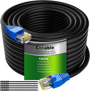 Cat5e Outdoor Ethernet Cable 35 Feet, Cat 5e Heavy Duty Internet Network LAN Cable, More Flexible Than Cat 6, Waterproof, PVC & LLDPE UV Double Jackets for in Wall, Direct Burial, Router, POE, Indoor