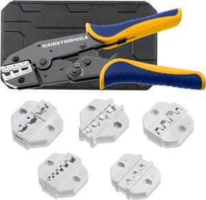 6PCS Crimping Tool Set - Ratchet Wire Crimping Tool for Heat Shrink,Insulated Nylon,Non-Insulated,Ferrule Wire End,Open Barrel Terminals,Solar Connectors
