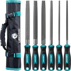 LIBRATON 6PCS Metal File Set, Metal Files, Metal Files for Steel, 5 Metal Rasp Files, 1 Wood File, 8" High-Carbon Steel Files with Rubber Handle, for Metalworking & Woodworking LIBRATON 6PCS Metal File Set, Metal Files, Metal Files for Steel, 5 Metal Rasp Files, 1 Wood File, 8" High-Carbon Steel Files with Rubber Handle, for Metalworking & Woodworking