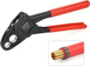 Combo Angle Head Pex Pipe Plumbing Crimping Tool for Copper Crimp Jaw Sets 1/2" & 3/4" with Go/No-Go Crimp Gauge