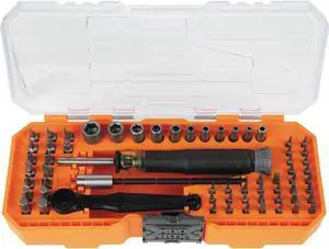 32787 64-Piece Micro-Ratchet Bit Precision Driver Set with Modular Case Magnetic Precision Standard Bits and Nut Drivers
