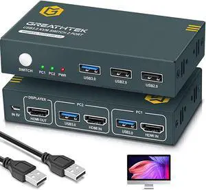 USB 3.0 KVM Switch HDMI with 4K@60Hz Ultra HD Resolution, HDMI KVM Switch 2 Port with USB 3.0 Hub, KVM Switch 2 Computers 1 Monitor, KVM Switches Support Wireless Keyboard and Mouse, Plug and Play USB 3.0 KVM Switch HDMI with 4K@60Hz Ultra HD Resolution, HDMI KVM Switch 2 Port with USB 3.0 Hub, KVM Switch 2 Computers 1 Monitor, KVM Switches Support Wireless Keyboard and Mouse, Plug and Play