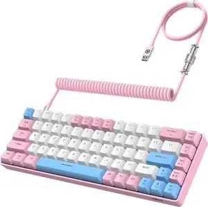 T8 60% Gaming Keyboard,68 Keys Compact Mini Wired Mechanical Keyboard with 18 Chroma RGB Backlit,Blue Switch,USB C Coiled Keyboard Cable,for PC,Laptop,Mac,PS4,Xbox-Pink