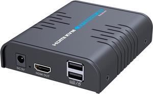 AGPTEK HDMI KVM Extender(Only Receiver) Over Single Cat 5/5E/6/7 Ethernet Cable- Signal Extension Up to 120m/365Ft- Ultra HD 1080p@60Hz