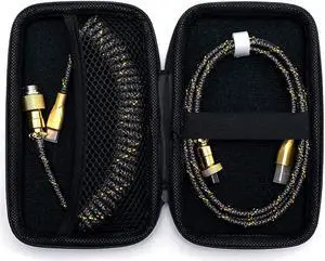 USB C Coiled Keyboard Cable for Mechanical Keyboard,Coiled USB Aviator Cable for Keyboard, Pro Double Sleeved Cable with Organizer Zipper Bag. (Gold & Black)