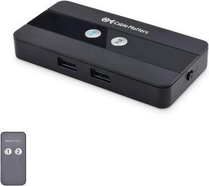 Cable Matters USB 2.0 Switch Hub USB Sharing Switch for 2 Computers and 4 USB Peripherals - Button or Wireless Remote Control Swapping