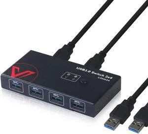 USB 3.0 Switch 2 Computers Sharing 4 USB Devices, KVM Switch USB Hub for Keyboard Mouse Printer Scanner U-Disk, Hard Drives, Headsets, KVM Console Box for Mac/Windows/Linux USB 3.0 Switch 2 Computers Sharing 4 USB Devices, KVM Switch USB Hub for Keyboard Mouse Printer Scanner U-Disk, Hard Drives, Headsets, KVM Console Box for Mac/Windows/Linux