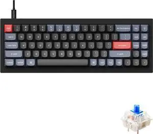 Keychron Q7 Wired Custom Mechanical Keyboard, 70% Layout QMK/VIA Programmable Macro with Hot-swappable Gateron G Pro Blue Switch Double Gasket Compatible with Mac Windows Linux (Black)