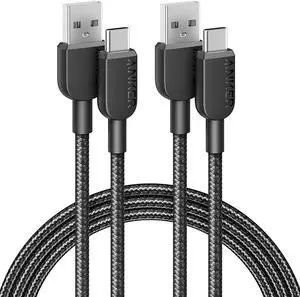 USB C Charger Cable [2 Pack 6ft] 310 Type C Charger Cable Fast Charging Braided USB A to USB C Cable Fast Charging for Samsung Galaxy Note 10 Note 9/S10+ S10 LG V30 (USB 2.0 Black)