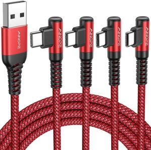 AINOPE USB C to USB Cable 4Pack 10663333ft 31A USB Fast Charge Cable Right Angle Durable Nylon Braided USB C Charging Cable Compatible with Galaxy S21 S20 Plus Note 20 10 9 Moto