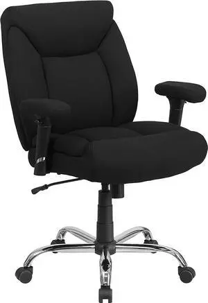 Flash Furniture HERCULES Series Big & Tall 400 lb. Rated Black Fabric Deep Tufted Swivel Ergonomic Task Office Chair with Adjustable Arms