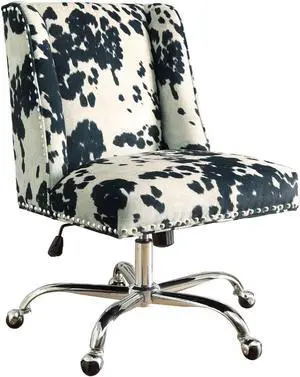 Linon Clayton Black Cow Print Office Chair, Metallic