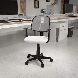 EMMA + OLIVER Pivot Back White Mesh Swivel Task Office Chair with Arms