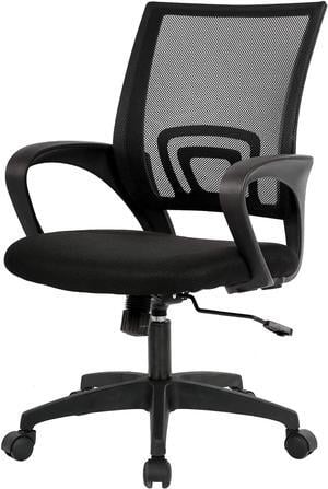 Home Office Chair Ergonomic Desk Chair Mid-Back Mesh Computer Chair Lumbar Support Comfortable Executive Adjustable Rolling Swivel Task Chair with Armrests(Black)