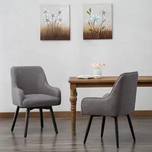 Yongchuang Swivel Dining Chairs with Arms Set of 2 Upholstered Living Room Chairs Office Desk Chair Modern Accent Arms Chairs Gray Yongchuang Swivel Dining Chairs with Arms Set of 2 Upholstered Living Room Chairs Office Desk Chair Modern Accent Arms Chairs Gray