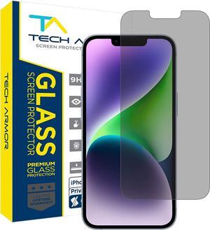 Tech Armor [1 Pack Privacy Screen Protector for iPhone 14, iPhone 13 and iPhone 13 Pro Anti-Spy Case Friendly Easy Installation Ballistic Tempered Glass Bubble Free 3D Touch Support [6.1 inch]