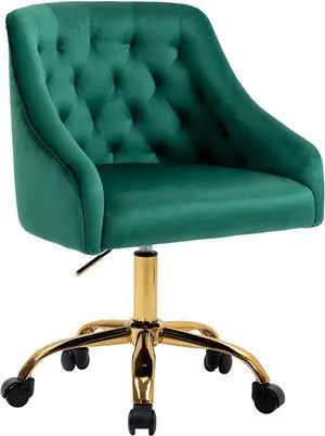 ATTICA Home Office Desk Chair Modern Velvet Office Computer Chair Height Adjustable Mid-Back Task Chair (Green)