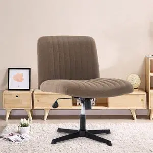 ESTRUCO Armless Office Desk Chair No Wheels Swivel Vanity Chair Height Adjustable Wide Seat Computer Task Chair for Home Office Fabric Padded Mid Back Accent Chair (Mix-Brown) ESTRUCO Armless Office Desk Chair No Wheels Swivel Vanity Chair Height Adjustable Wide Seat Computer Task Chair for Home Office Fabric Padded Mid Back Accent Chair (Mix-Brown)