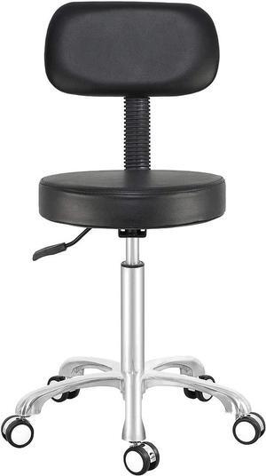 Antlu Rolling Stool Drafting Chair for Garage Shop Workbench Kitchen Medical Salon,Swivel Adjustable Stool with Wheels and Back Support (Black, Without Foot Ring)
