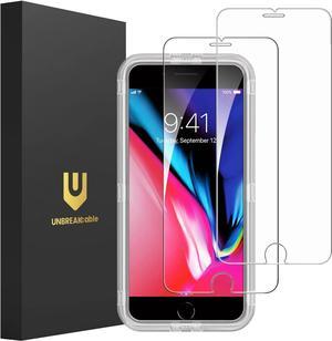 UNBREAKcable Screen Protector for iPhone 8 Plus/7 Plus [2-Pack], Double Shatterproof Tempered Glass [Easy Installation Frame] [9H Hardness] [99.99% HD Clear] [Bubble Free] for iPhone 5.5 Inch
