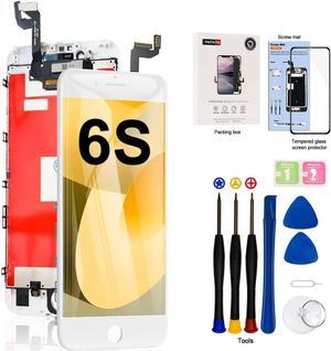 for iPhone 6S LCD Screen Replacement Black 47 Inch Frame Assembly Display 3D Touch Screen Digitizer with Repair Tools Kit Tempered Glass Screen Protector for A1633 A1688 A1700 White