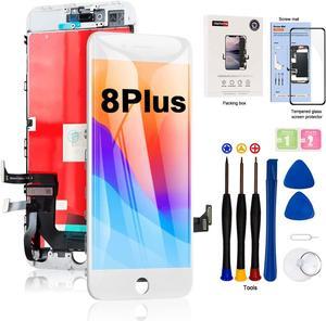 for iPhone 8 Plus LCD Screen Replacement White 55 Inch Frame Assembly LCD Display 3D Touch Screen Digitizer with Repair Tools Kit Tempered Glass Screen Protector for A1864 A1897 A1898