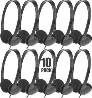 Classroom Headphones Bulk 10 Pack for Kids School Wholesale Class Set Durable Earphones for Students Children Toddler Teens Boys Girls and Adult (LS04 10 Black)