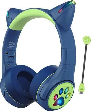 Riwbox CF9 Cat Ear Kids Bluetooth Headphones with LED Light Up,Safe 85dB Volume Limit,Built-in Mic&Boom Mic for Calls,Kids Wireless&Wired Headphones for Tablet/Airplane/School/Online Learning(Blue) Riwbox CF9 Cat Ear Kids Bluetooth Headphones with LED Light Up,Safe 85dB Volume Limit,Built-in Mic&Boom Mic for Calls,Kids Wireless&Wired Headphones for Tablet/Airplane/School/Online Learning(Blue)