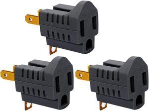 (3 Pack) 3-Prong to 2-Prong Adapter Grounding Converter Polarized 3 Pin to 2 Pin Power for wall Outlets Plugs Grey