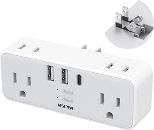 2 Prong to 3 Prong Outlet Adapter, Mscien US to Japan Plug Adapter with 3 USB, Multi Plug Outlet Extender, 6 Outlets with Hidden Plug, Travel Plug Adapter USA to Japanese Philippines, Type A