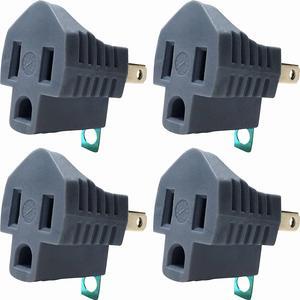 3 Prong to 2 Prong adapter Polarized Grounding Converter 3-Prong Plug adapter ETL Grey 4 PACK