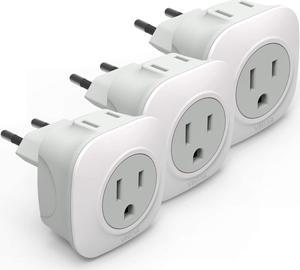[3-Pack] European Travel Plug Adapter International Power Plug Adapter with 2 American Outlets- 2 in 1 Travel Essentials to France Germany Greece Italy Israel Spain (Type C)